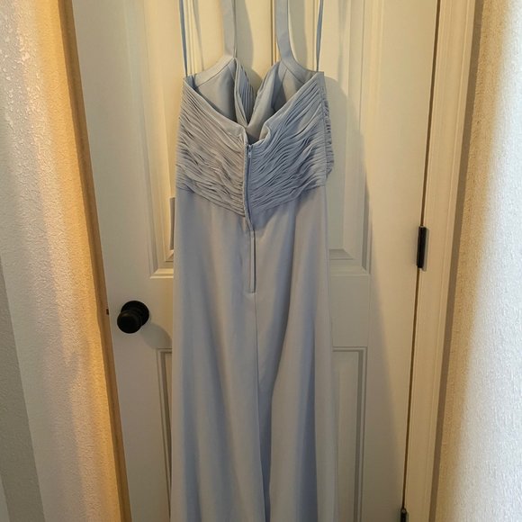 Long Chiffon Halter Skyway Blue Dress - Picture 6 of 6